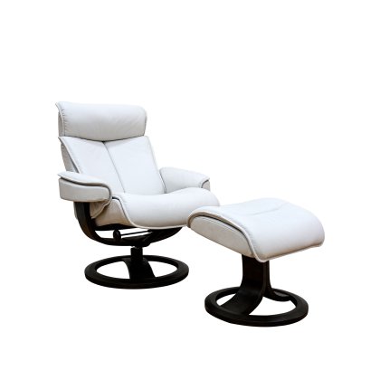 G Plan Bergen Large Recliner Chair and Stool in Leather