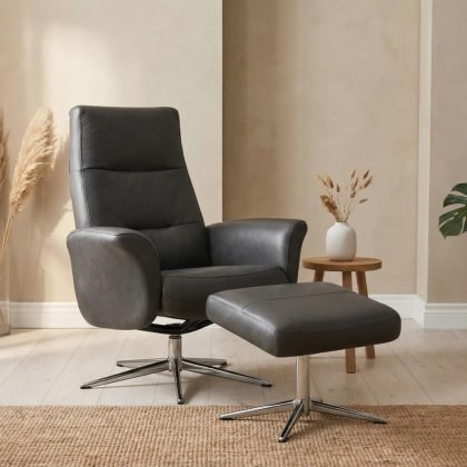 Riba Manual Reclining Chair Stool In Leather Riba Manual Reclining Chair Stool In Leather