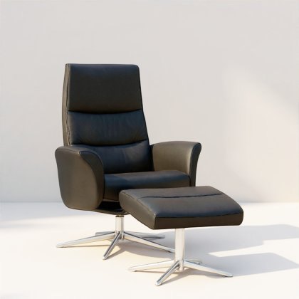 Riba Manual Reclining Chair Stool In Leather Riba Manual Reclining Chair Stool In Leather