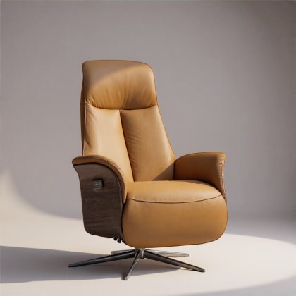 Kalmar Power Recliner with Powered Headrest and Battery In Leather Kalmar Power Recliner with Powered Headrest and Battery In Leather