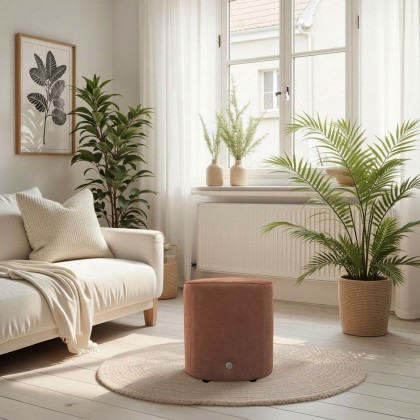 G Plan Vintage Bow Tall Round Footstool In Leather G Plan Vintage Bow Tall Round Footstool In Leather