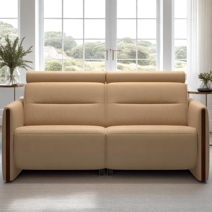 Stressless Emily 2 Seater Sofa with Wood Arms in Leather Stressless Emily 2 Seater Sofa with Wood Arms in Leather