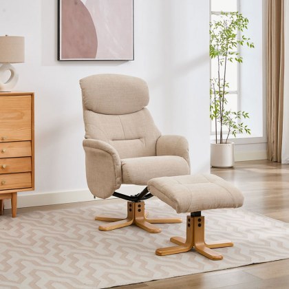 Ester Swivel Recliner Chair and Footstool In Fabric Ester Swivel Recliner Chair and Footstool In Fabric