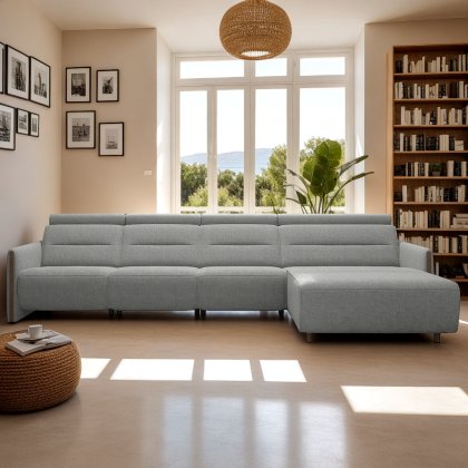 Stressless Emily 3 Seater, Power Right, Large Longseat Left, with Wood Arms in Fabric Stressless Emily 3 Seater, Power Right, Large Longseat Left, with Wood Arms in Fabric