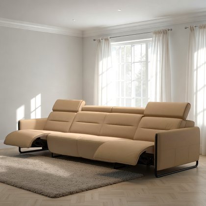 Stressless Emily 4 Seater Power Recliner with Steel Arms in Leather Stressless Emily 4 Seater Power Recliner with Steel Arms in Leather