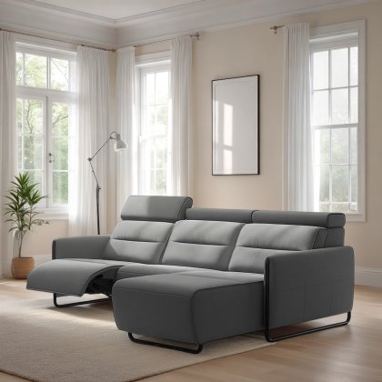 Stressless Emily 2 Seater, Power Left, Medium Longseat Right, with Steel Arms in Leather Stressless Emily 2 Seater, Power Left, Medium Longseat Right, with Steel Arms in Leather