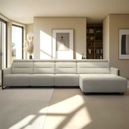 Stressless Emily 3 Seater, Power Right, Large Longseat Left, with Steel Arms in Fabric Stressless Emily 3 Seater, Power Right, Large Longseat Left, with Steel Arms in Fabric