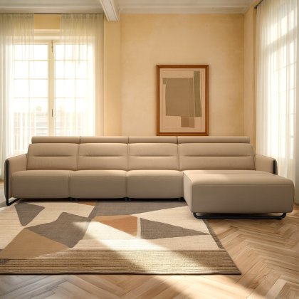 Stressless Emily 3 Seater, Power Right, Large Longseat Left, with Steel Arms in Leather Stressless Emily 3 Seater, Power Right, Large Longseat Left, with Steel Arms in Leather
