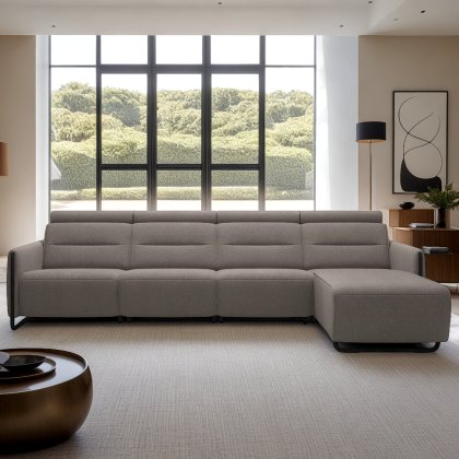 Stressless Emily 3 Seater, Power Right, Medium Longseat Left, with Steel Arms in Fabric Stressless Emily 3 Seater, Power Right, Medium Longseat Left, with Steel Arms in Fabric