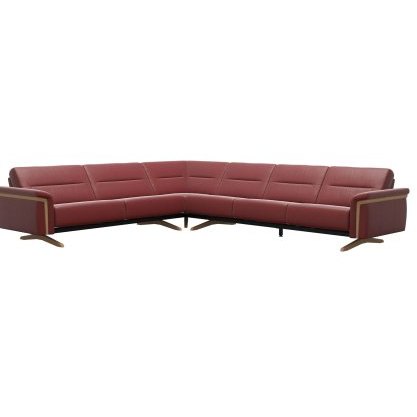 Stella Corner Group, 2.5 Seats LHF, 3 Seats RHF, with Wood Arms in Leather Stella Corner Group, 2.5 Seats LHF, 3 Seats RHF, with Wood Arms in Leather