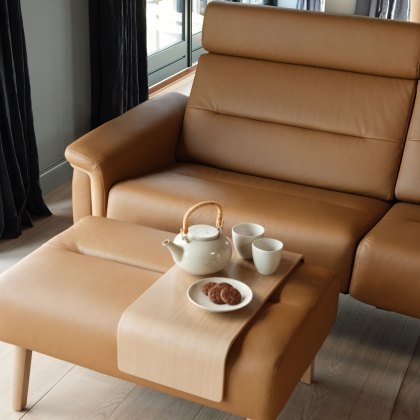 Stella 2.5 Seater with Large Longseat RHF, with Wood Arms in Leather Stella 2.5 Seater with Large Longseat RHF, with Wood Arms in Leather