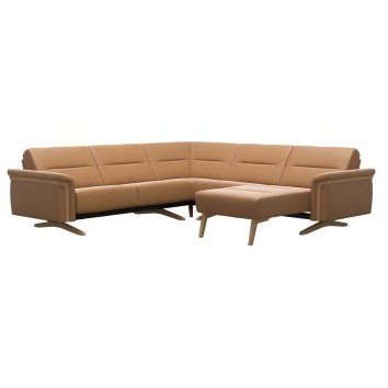 Stella Corner Group, 2 Seats LHF, 1 Seat with Medium Longseat RHF, with Wood Arms in Leat Stella Corner Group, 2 Seats LHF, 1 Seat with Medium Longseat RHF, with Wood Arms in Leat