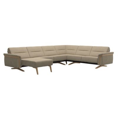 Stella Corner Group, 2 Seats with Medium Longseat LHF, 2 Seats RHF, with Wood Arms in Fab Stella Corner Group, 2 Seats with Medium Longseat LHF, 2 Seats RHF, with Wood Arms in Fab