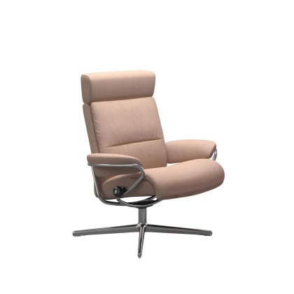 Stressless Tokyo Chair with Adjustable Headrest in Fabric, Urban Cross Base Stressless Tokyo Chair with Adjustable Headrest in Fabric, Urban Cross Base