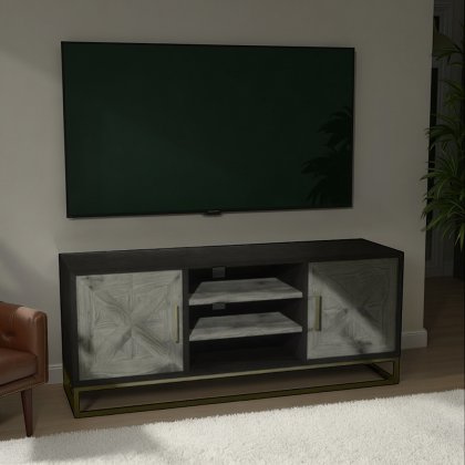 Athena Fumed Oak Entertainment Unit with Doors Athena Fumed Oak Entertainment Unit with Doors