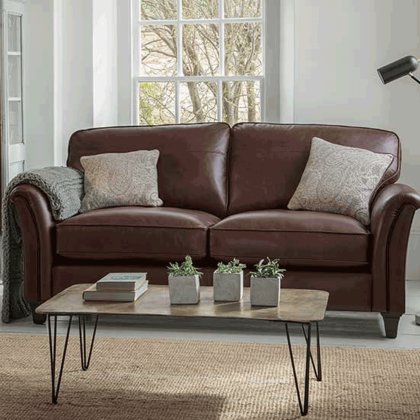 Devonshire Large 2 Seater Sofa Formal Back Inc 2 x Scatters in Leather Devonshire Large 2 Seater Sofa Formal Back Inc 2 x Scatters in Leather