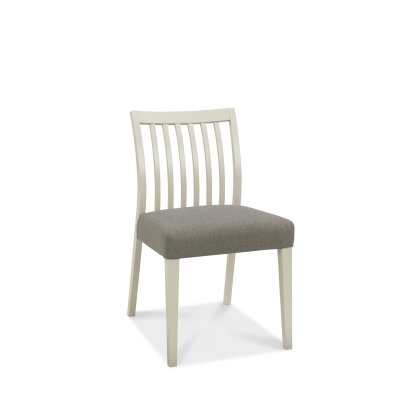 Bergen Grey Washed Low Slat Back Chair - Titanium Fabric (Pair)