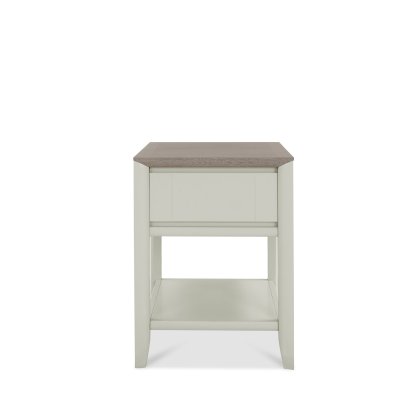 Bergen Grey Washed Oak & Soft Grey Lamp Table with Drawer