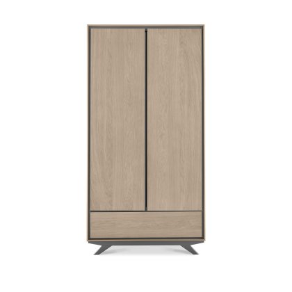 Brunel Scandi Oak & Dark Grey Double Wardrobe