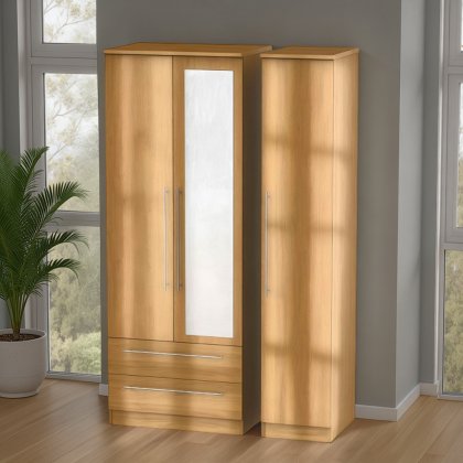 Sherwood Tall Triple 2 Drawer Mirror Robe Sherwood Tall Triple 2 Drawer Mirror Robe