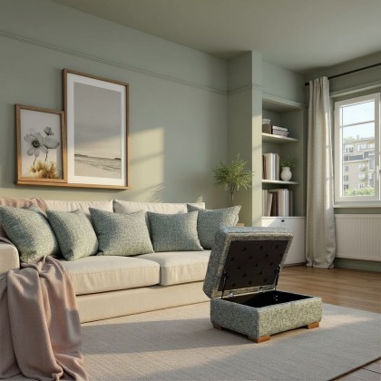 G Plan Seattle Storage Footstool with Show Wood in Fabric G Plan Seattle Storage Footstool with Show Wood in Fabric