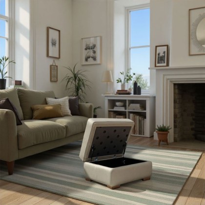 G Plan Seattle Storage Footstool with Show Wood in Leather G Plan Seattle Storage Footstool with Show Wood in Leather