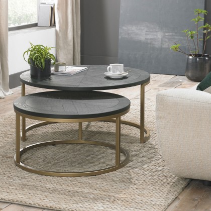 Chevron Peppercorn Ash Nest of Coffee Tables