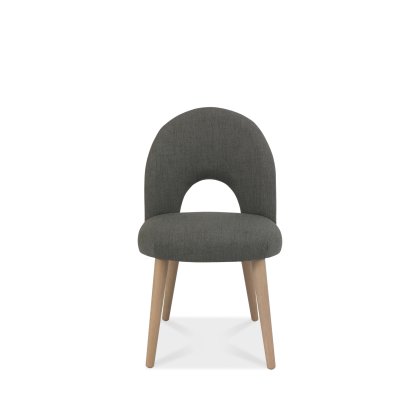 Dansk Scandi Oak Upholstered Chairs - Cold Steel Fabric (Pair)