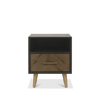 Sienna Fumed Oak & Peppercorn 1 Drawer Nightstand