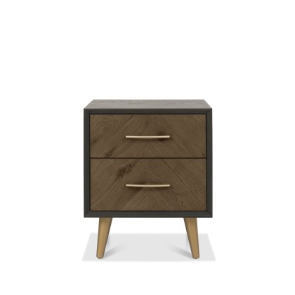 Sienna Fumed Oak & Peppercorn 2 Drawer Nightstand