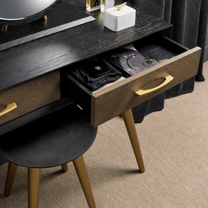 Sienna Fumed Oak & Peppercorn Dressing Table