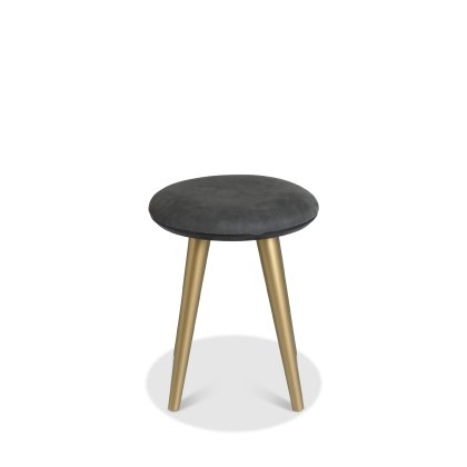 Sienna Fumed Oak Stool - Dark Grey Fabric