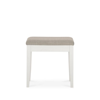 Ashby White Stool - Pebble Grey Fabric