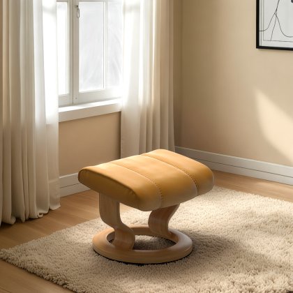 Stressless Consul Footstool in Leather, Classic Base Stressless Consul Footstool in Leather, Classic Base