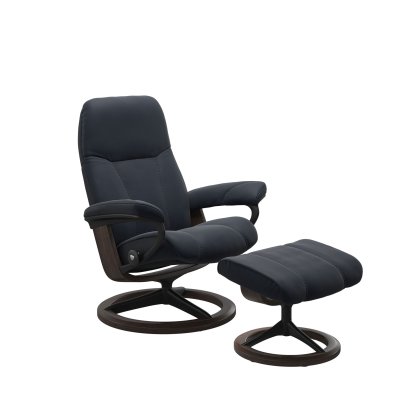 Stressless Consul Chair in Leather, Signature Base with Footstool