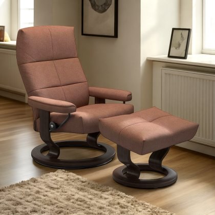 David Chair in Fabric, Classic Base with Footstool David Chair in Fabric, Classic Base with Footstool