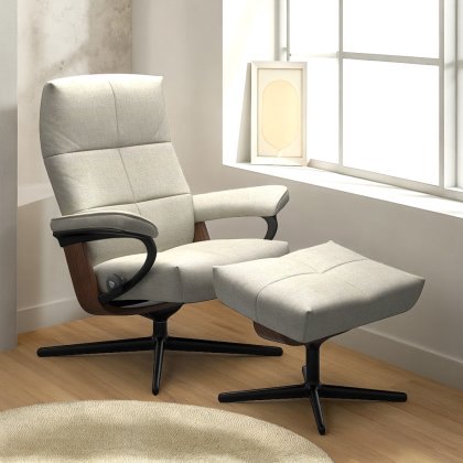 David Chair in Fabric, Cross Base with Footstool David Chair in Fabric, Cross Base with Footstool