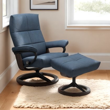 David Chair in Fabric, Signature Base with Footstool David Chair in Fabric, Signature Base with Footstool