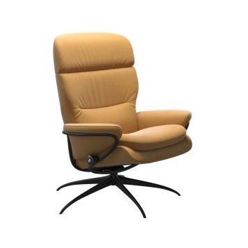 Rome Chair with Adjustable Headrest in Leather, Star Base Rome Chair with Adjustable Headrest in Leather, Star Base