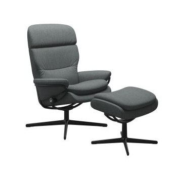 Rome Chair with Adjustable Headrest in Fabric, Star Base with Footstool Rome Chair with Adjustable Headrest in Fabric, Star Base with Footstool