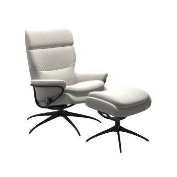 Rome Chair with Adjustable Headrest in Leather, Star Base with Footstool Rome Chair with Adjustable Headrest in Leather, Star Base with Footstool