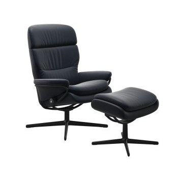 Rome Chair with Adjustable Headrest in Fabric, Star High Base with Footstool Rome Chair with Adjustable Headrest in Fabric, Star High Base with Footstool