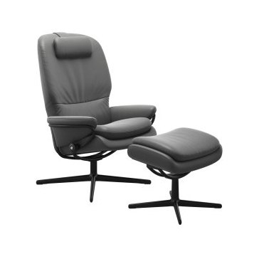 Rome Chair with Adjustable Headrest in Leather, Urban Cross High Base with Footstool Rome Chair with Adjustable Headrest in Leather, Urban Cross High Base with Footstool
