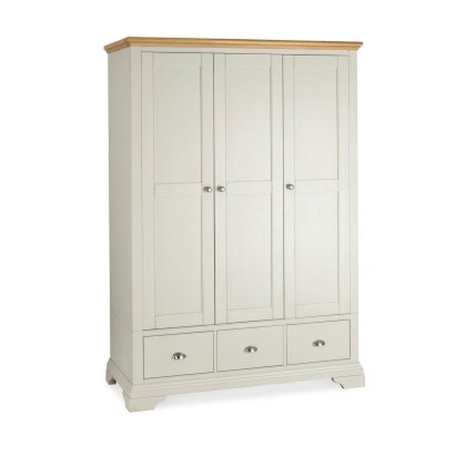 Hampstead Soft Grey and Pale Oak Triple Wardrobe