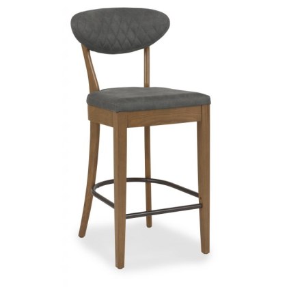 Ellipse Rustic Oak Upholstered Bar Stool (Pair)