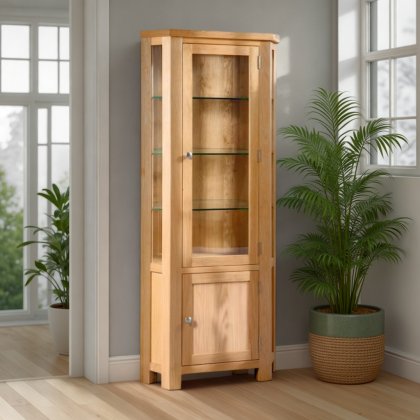 Arundel Light Oak Corner Display Cabinet With Light Arundel Light Oak Corner Display Cabinet With Light