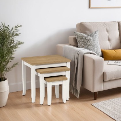 Hadspen Nest of Tables Oak and Ivory Hadspen Nest of Tables Oak and Ivory