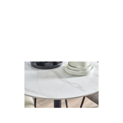 Bistro III 100cm Round White Marble and Black Base Table