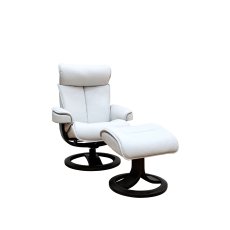 G Plan Bergen Recliner Chair and Stool in Leather