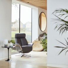 G Plan Oslo Power Recliner Chair and Stool with Veneered Side in Leather